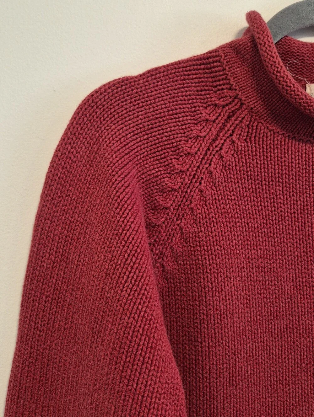 Vintage J.Crew Oarsman Roll Neck Sweater Red Men's Sz Small Cotton 90s Preppy